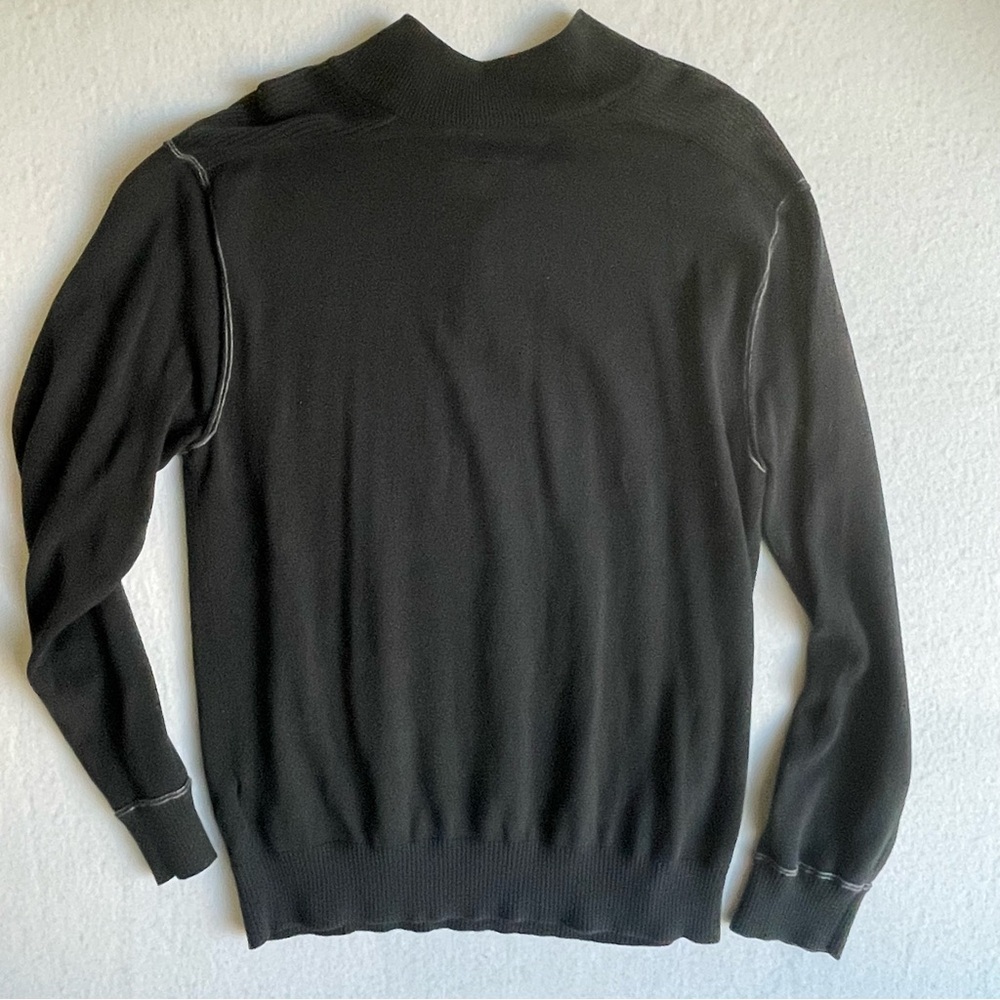 Nautica Jeans Co. Black Button-Neck Cotton Henley Sweater Minimalist, size XL - Picture 3 of 5